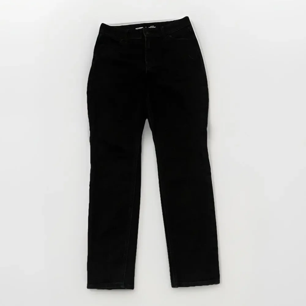 Old Navy High Rise Wow Straight Leg Jeans Black Size 6 Zipper 28 Inch Inseam